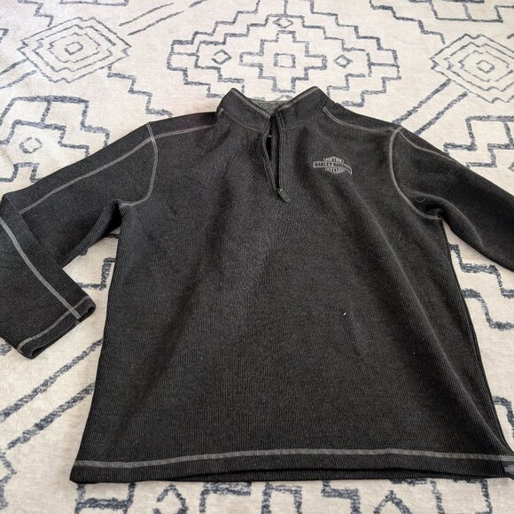 Vintage Harley Davidson Mens XL Faded Spell Out Heavyweight Ribbed Knit Sweater - Picture 1 of 4
